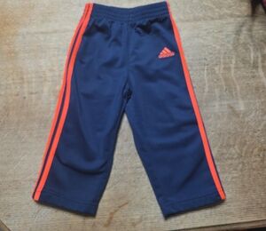 Adidas Kids Dark Blue Joggers with Bright Red Accents
